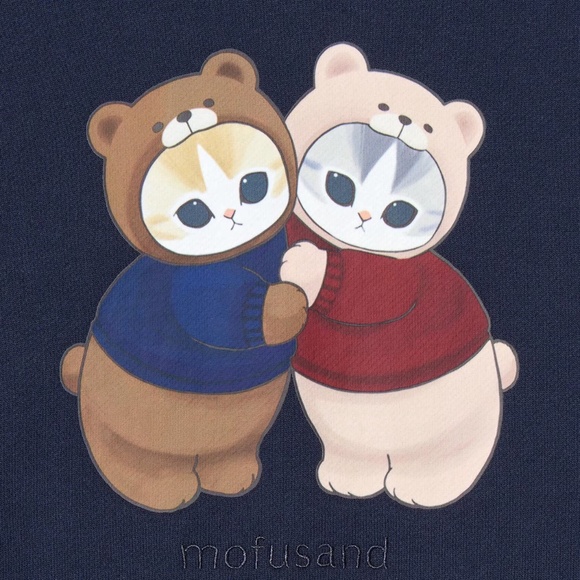 NWT UNIQLO x MOFUSAND - Navy Teddy Meow 🧸 Sweatshirt in S - Picture 5 of 5